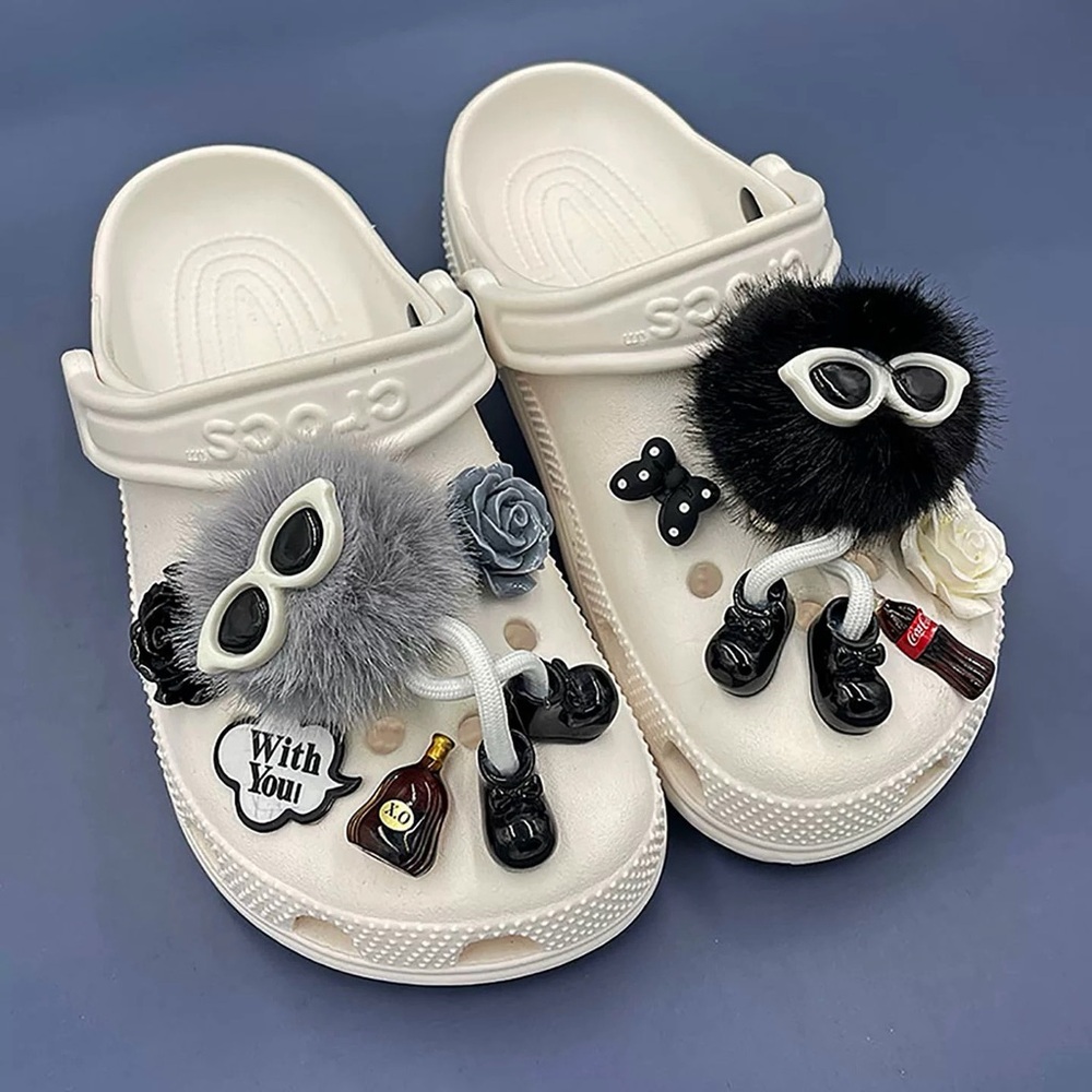 9PCS Crocs Charm Set Fluffy Doll Designer Style Shoe Accessories